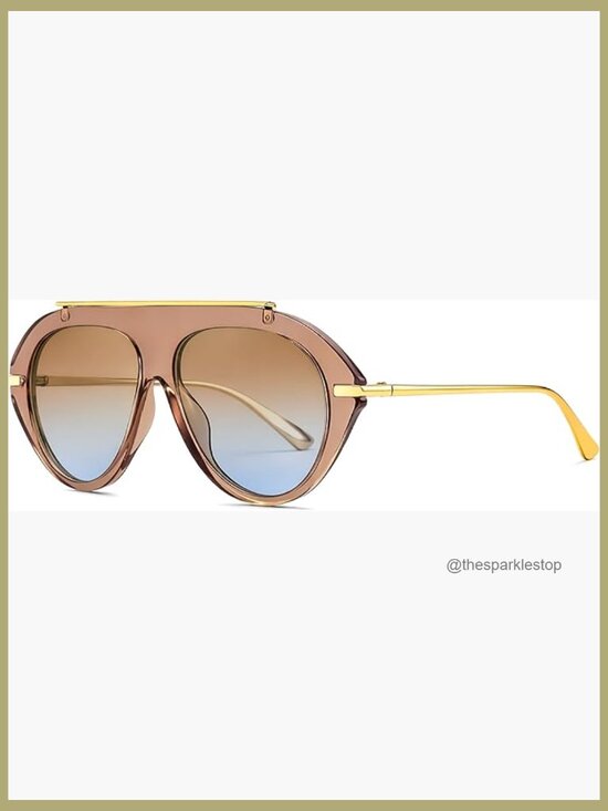 Retro Aviator Sunglasses Oversized Metal Frame UV400 Lenses main image 5